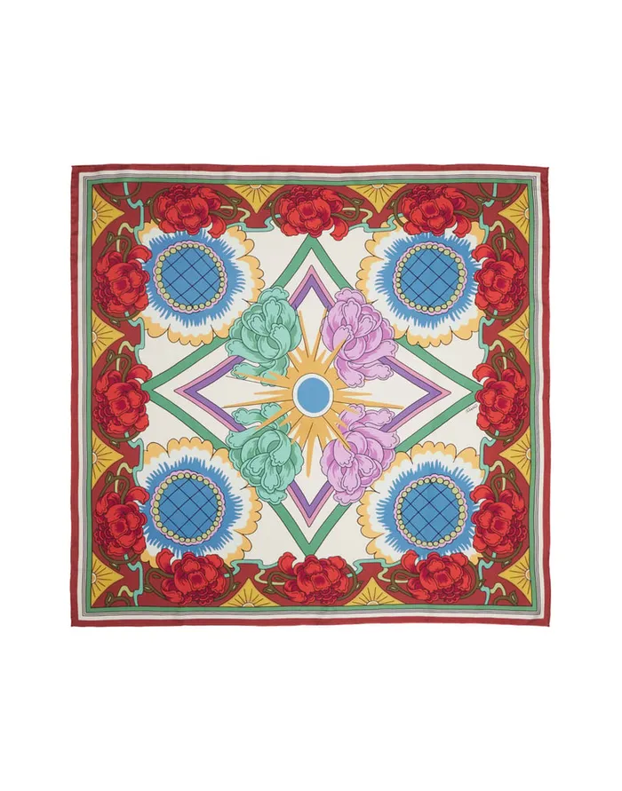 La Doublej Scarf Double 9021590 Taormina Place Ivory In Twill Silk Women Foulards and Scarves