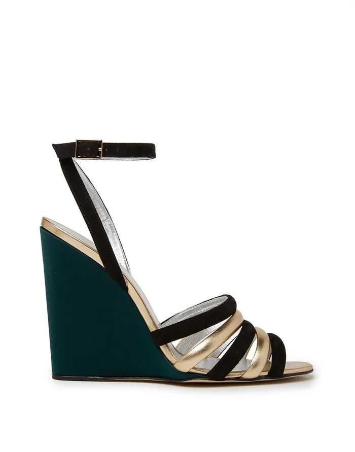 La Doublej Tones Wedge Solid Green In Raso Women Shoes