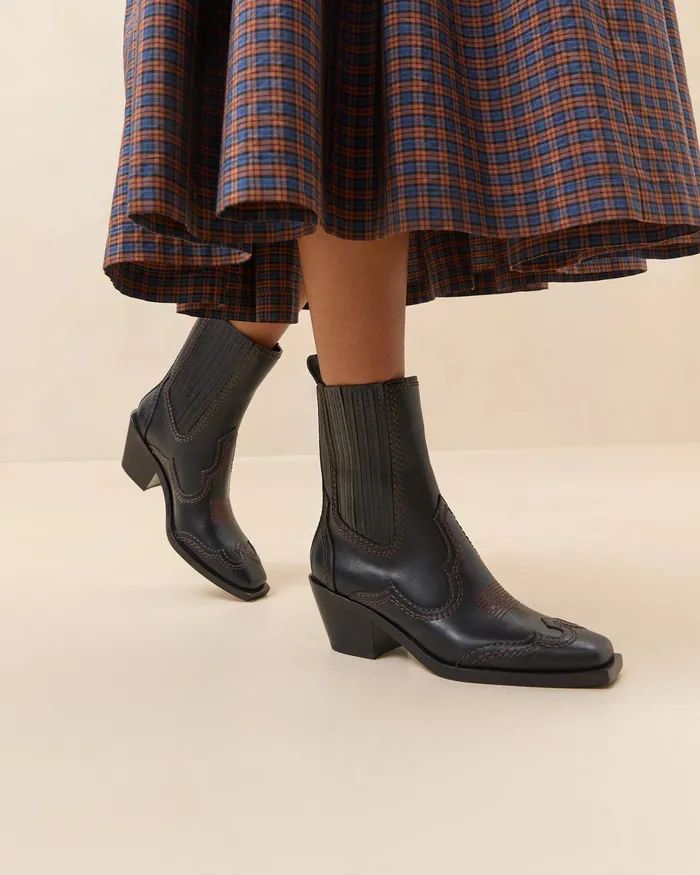 Loeffler Randall Agnes Black Leather Western Boot Women Boots Loeffler Randall Agnes Black Leather Western Boot Women Boots
