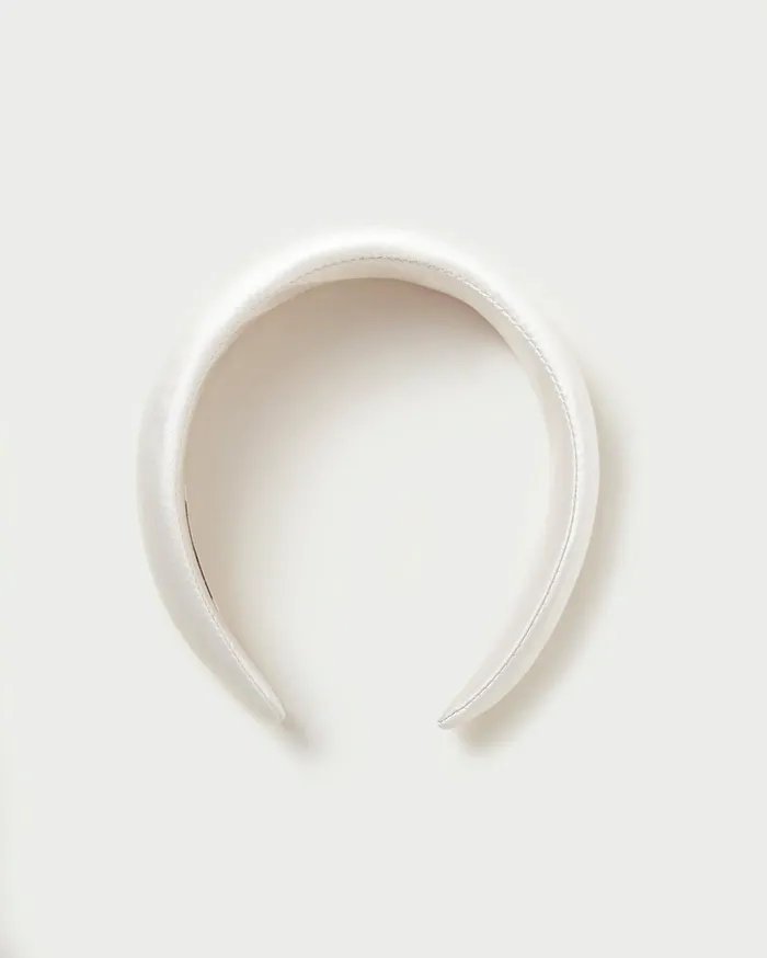 Loeffler Randall Bellamy Cream Satin Puffy Headband I Hair Accessories I Accessories Women Accessories