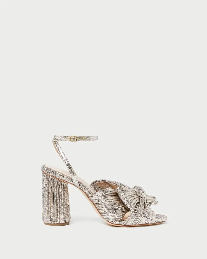 Loeffler Randall Camellia Champagne Pleated Bow Heel L Heeled Sandals L Footwear Women Heeled Sandals Loeffler Randall Camellia Champagne Pleated Bow Heel L Heeled Sandals L Footwear Women Heeled Sandals