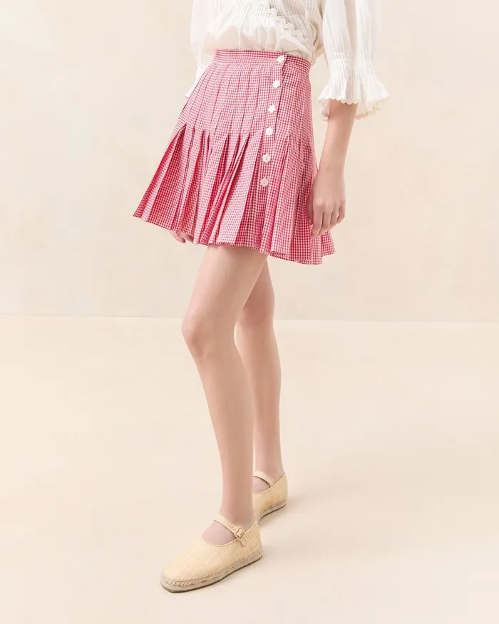 Loeffler Randall Caroline Red Gingham Pleated Skirt I Bottoms I Apparel Women Bottoms Loeffler Randall Caroline Red Gingham Pleated Skirt I Bottoms I Apparel Women Bottoms