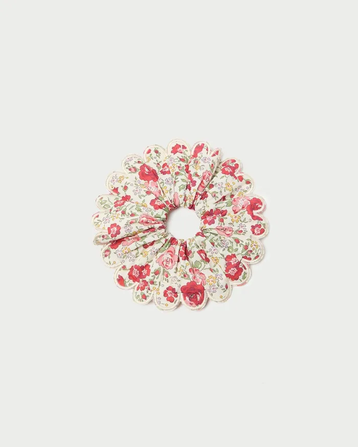 Loeffler Randall Frankie Red Floral Scallop Scrunchie I Hair Accessories I Accessories Women Accessories