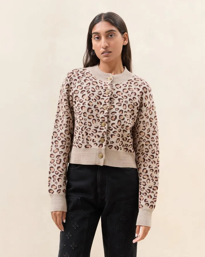 Loeffler Randall Idris Leopard Cardigan L Sweaters and Knits L Apparel Women Tops Loeffler Randall Idris Leopard Cardigan L Sweaters and Knits L Apparel Women Tops