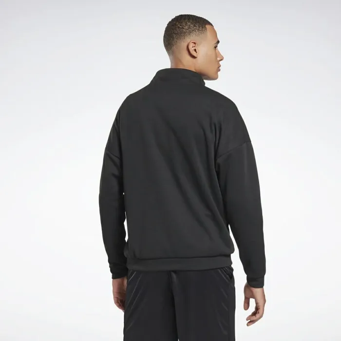 Loungewear Mens Reebok Workout Ready Doubleknit Quarter Zip Sweatshirt Black