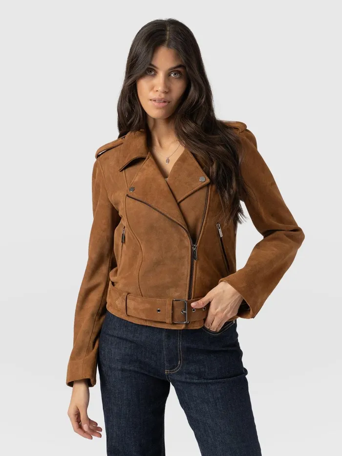 Luther Suede Jacket 8211 Camel Camel Women Saint And Sofia Coats and Jackets