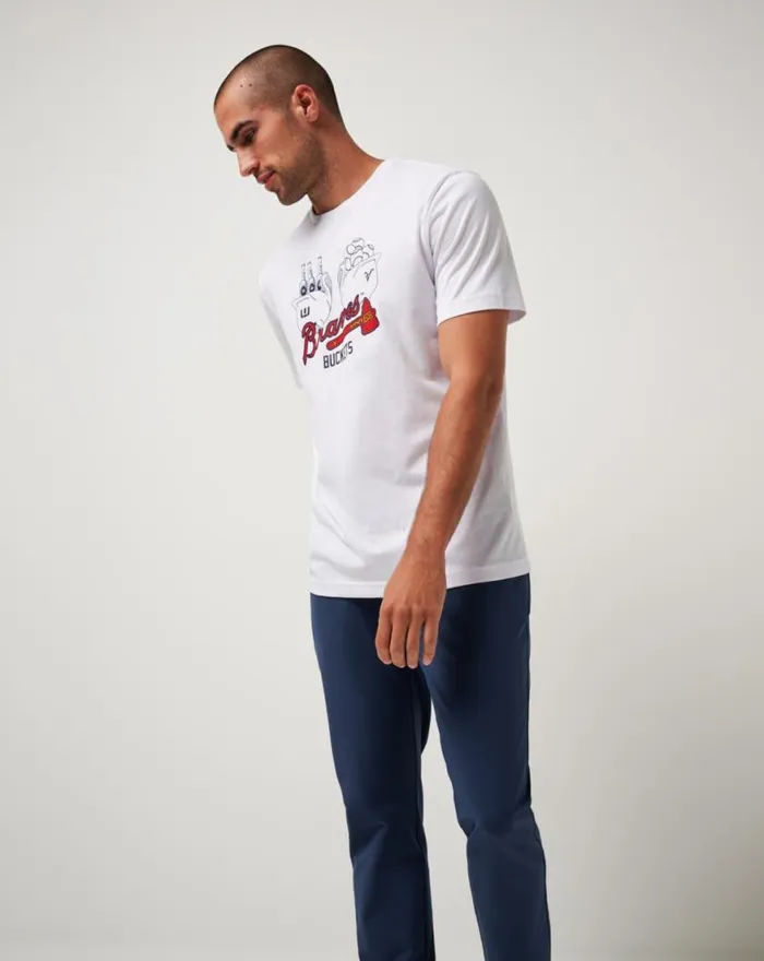 Men ATLANTA BRAVES STRIKE ONE TEE White TravisMathew Tees