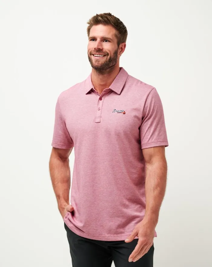 Men ATLANTA BRAVES THE ZINNA POLO Heather Cardinal TravisMathew Polos