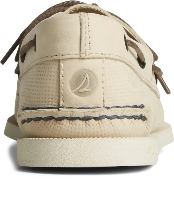 Men Authentic Original Deboss Leather Boat Shoe Cream Sperry Boat Shoes
