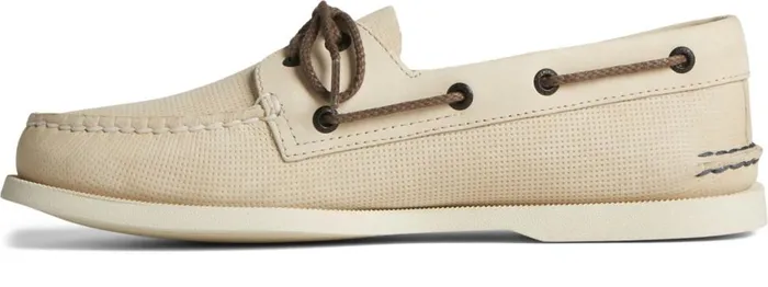 Men Authentic Original Deboss Leather Boat Shoe Cream Sperry Boat Shoes