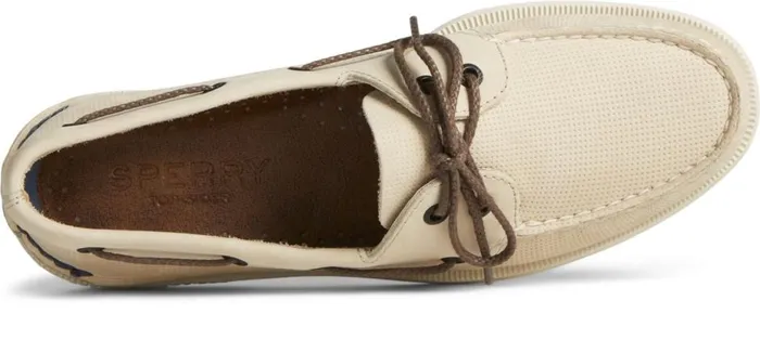 Men Authentic Original Deboss Leather Boat Shoe Cream Sperry Boat Shoes