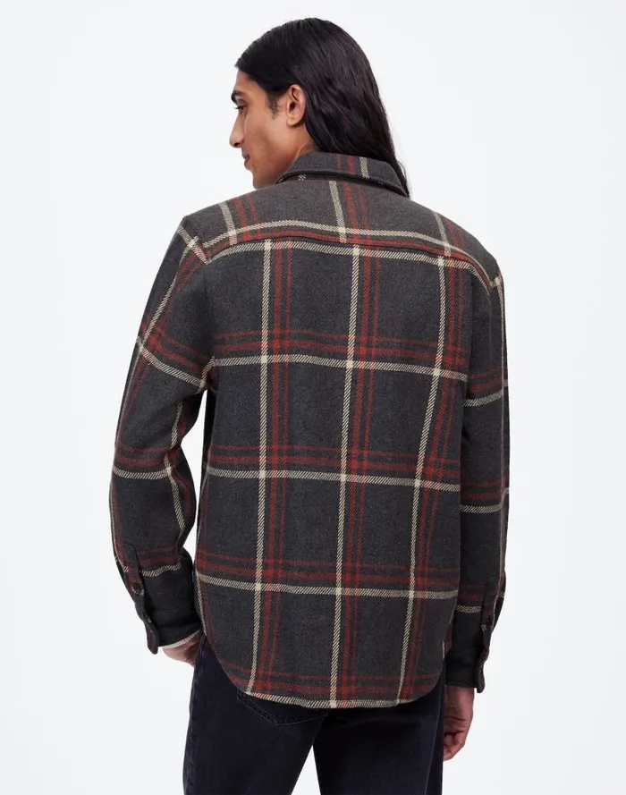 Men Brushed Easy ShirtJacket In Italian Fabric Cool Obsidian Heather Madewell Shirts