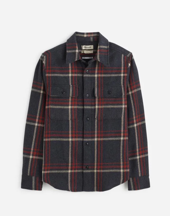 Men Brushed Easy ShirtJacket In Italian Fabric Cool Obsidian Heather Madewell Shirts