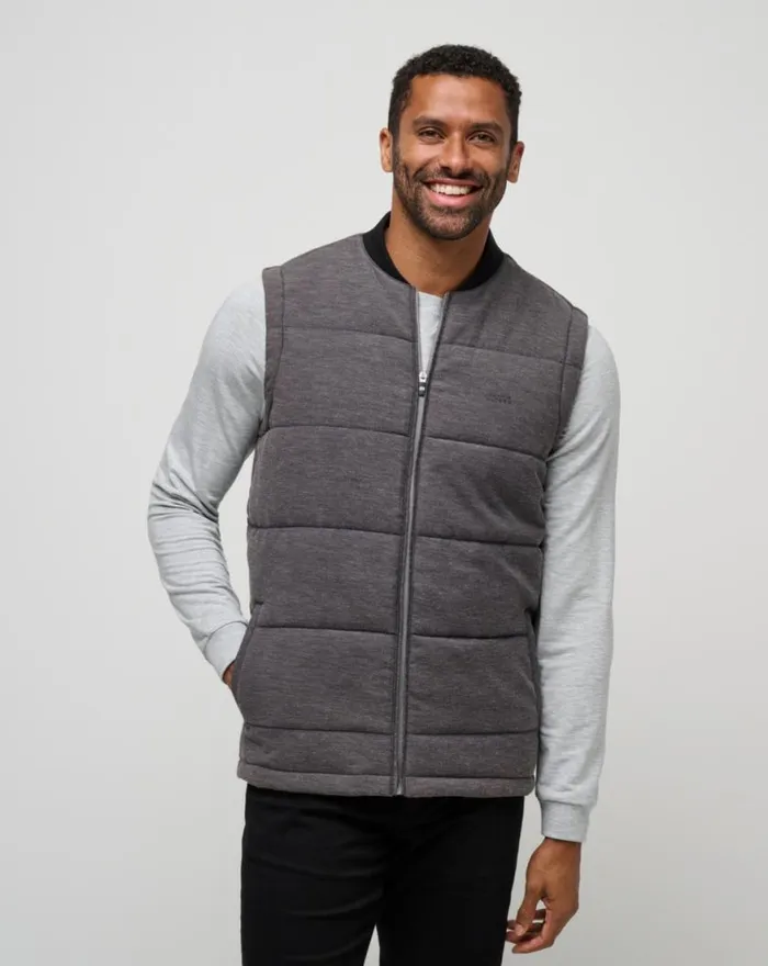 Men CLIMATE DROP VEST Heather Black TravisMathew Vests