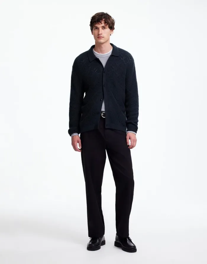Men DiamondStitch Sweater Shirt In SoftWool Dark Metal Madewell Shirts