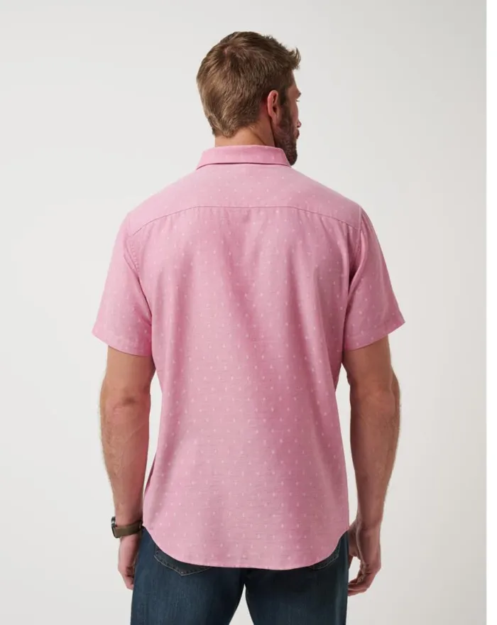 Men EARLY CHECK IN BUTTONUP Heather Rose Wine TravisMathew ButtonUps