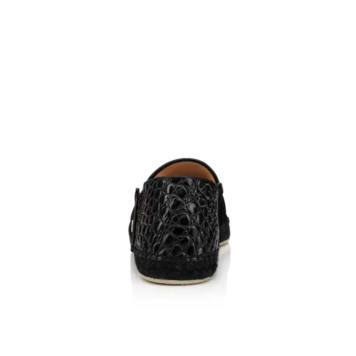 Men Espadon Espadrilles 8211 Calf Leather And Alligator Embossed Calf Leather 8211 Black Black Christian Louboutin Sandals and Espadrilles