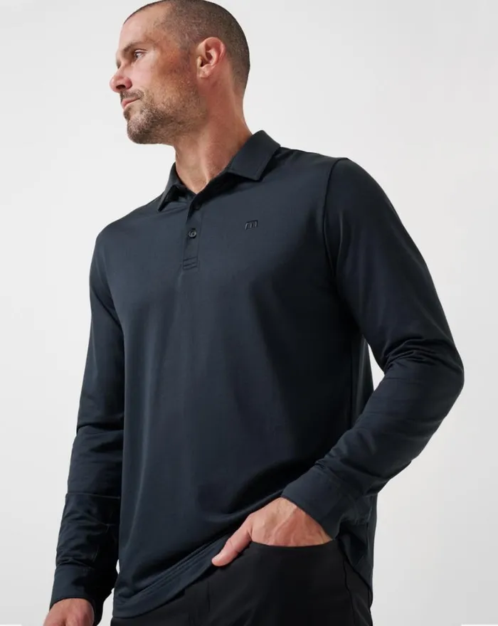 Men FEATHERWEIGHT LONG SLEEVE POLO Black TravisMathew Polos