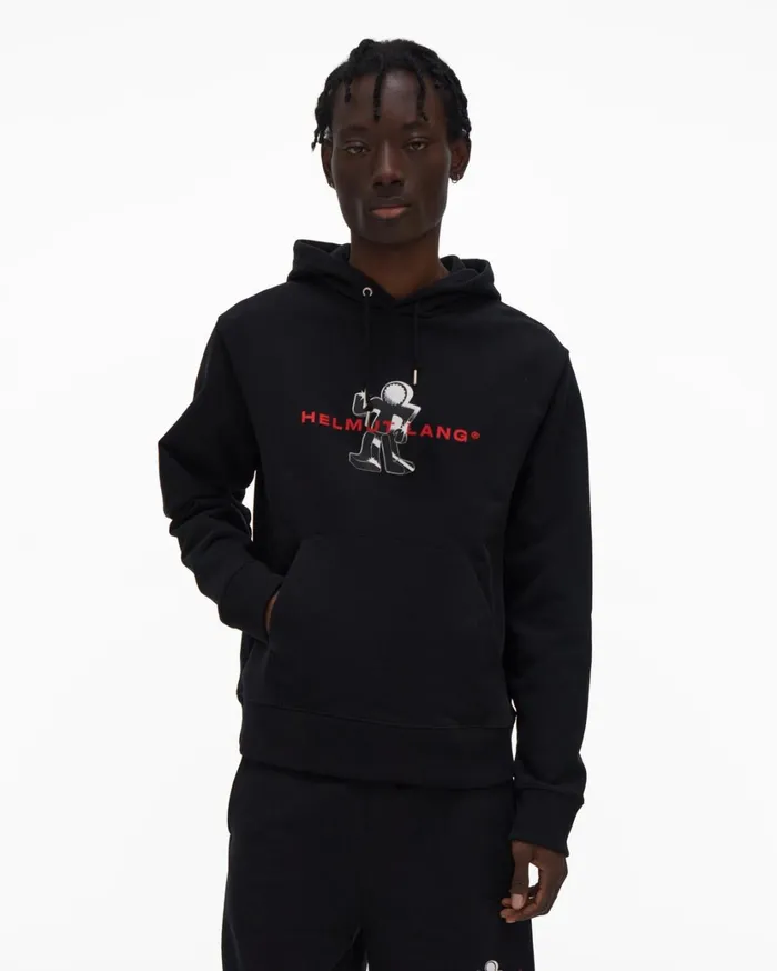 Men Figure Hoodie Basalt Black Helmut Lang Sweatshirts