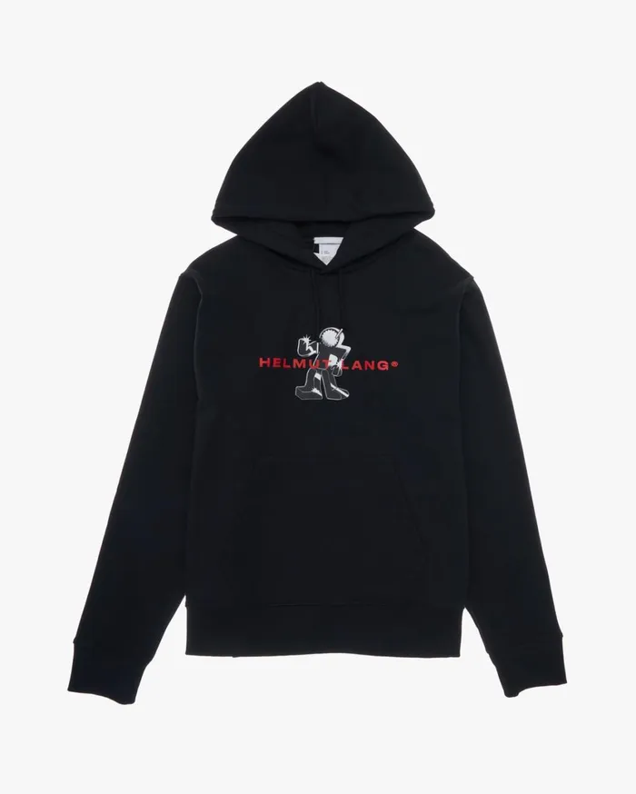 Men Figure Hoodie Basalt Black Helmut Lang Sweatshirts