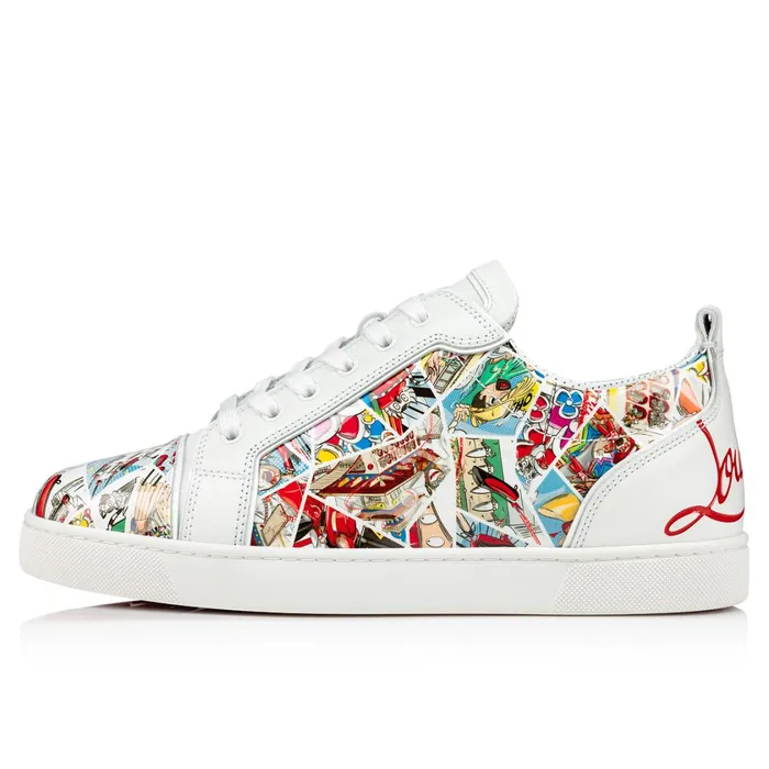 Men Fun Louis Junior Sneakers 8211 Patent Calf Comics Print 8211 Multicolor Multicolor Christian Louboutin Low Top Sneakers