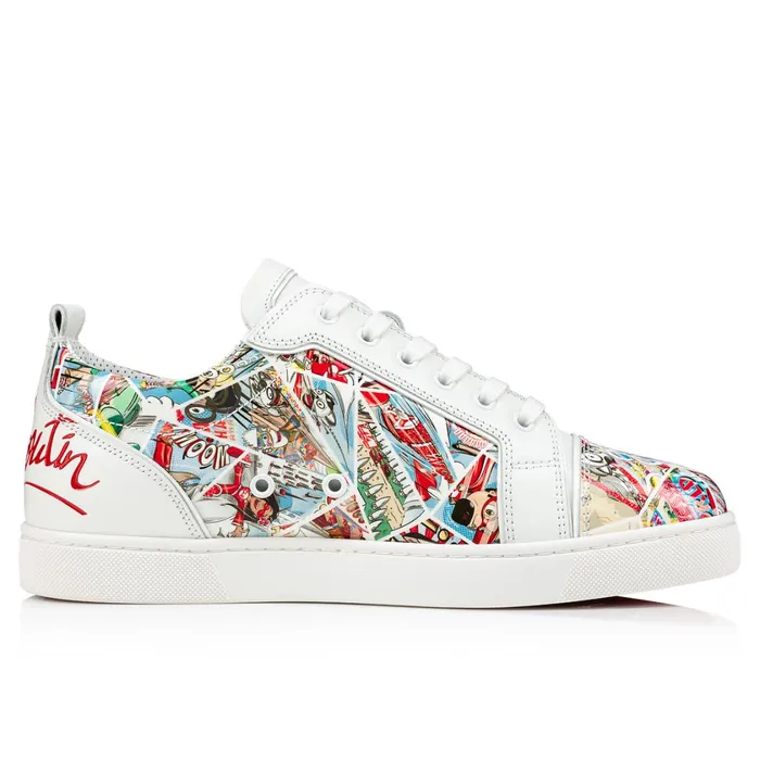Men Fun Louis Junior Sneakers 8211 Patent Calf Comics Print 8211 Multicolor Multicolor Christian Louboutin Low Top Sneakers