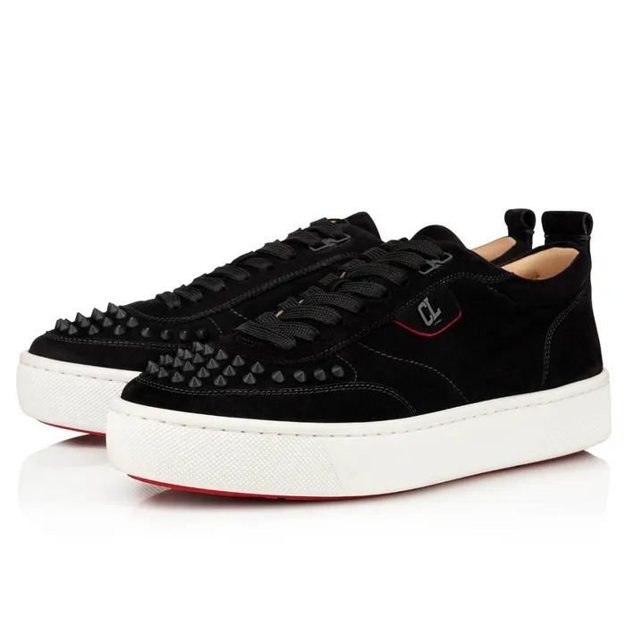 Men Happyrui Spikes Sneakers 8211 Suede Calf And Spikes 8211 Black Black Christian Louboutin Low Top Sneakers Men Happyrui Spikes Sneakers 8211 Suede Calf And Spikes 8211 Black Black Christian Louboutin Low Top Sneakers