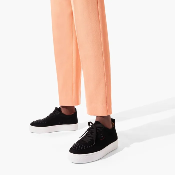 Men Happyrui Spikes Sneakers 8211 Suede Calf And Spikes 8211 Black Black Christian Louboutin Low Top Sneakers