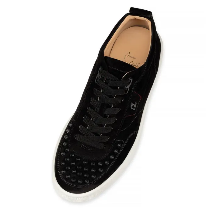 Men Happyrui Spikes Sneakers 8211 Suede Calf And Spikes 8211 Black Black Christian Louboutin Low Top Sneakers