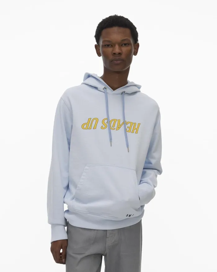 Men Heads Up Hoodie Cyber Blue Helmut Lang Sweatshirts