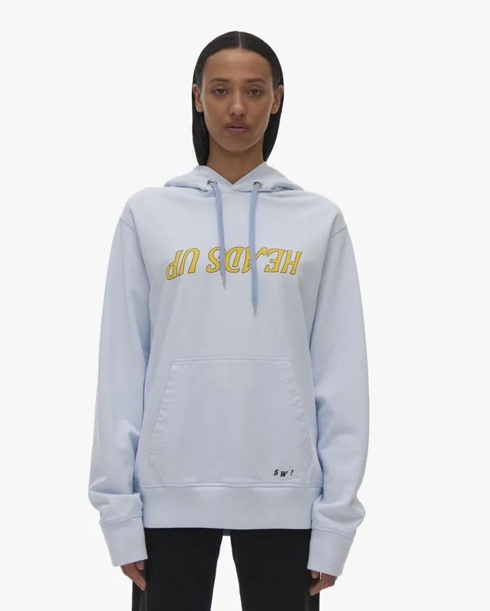 Men Heads Up Hoodie Cyber Blue Helmut Lang Sweatshirts