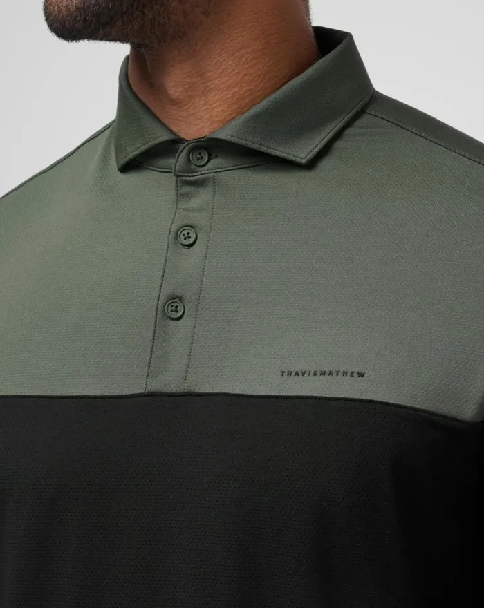Men HEATER PRO COLOR BLOCK POLO Dark Olive TravisMathew Polos