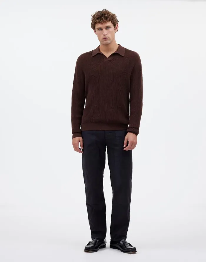 Men JohnnyCollar Sweater Polo Shirt In Merino Wool Hthr Chocolate Madewell Shirts Men JohnnyCollar Sweater Polo Shirt In Merino Wool Hthr Chocolate Madewell Shirts