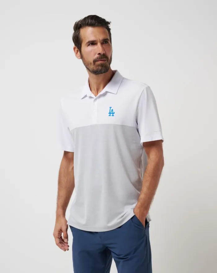 Men LOS ANGELES DODGERS HOME RUN LEADER POLO Whiteheather Grey TravisMathew Polos