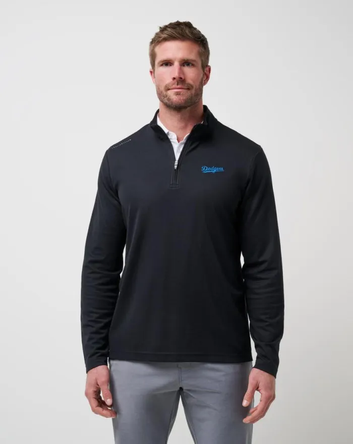 Men LOS ANGELES DODGERS TIME TO TAILGATE QUARTER ZIP Black TravisMathew Quarter Zips Men LOS ANGELES DODGERS TIME TO TAILGATE QUARTER ZIP Black TravisMathew Quarter Zips