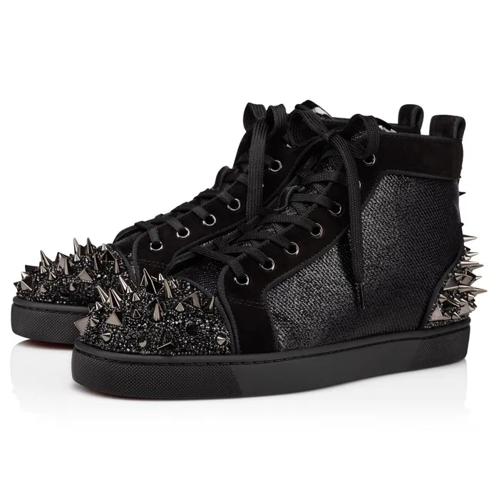 Men Lou Pik Pik 2 Strass Hightop Sneakers 8211 Suede Jacquard Csar And Strass 8211 Black Black Christian Louboutin High Top Sneakers Men Lou Pik Pik 2 Strass Hightop Sneakers 8211 Suede Jacquard Csar And Strass 8211 Black Black Christian Louboutin High Top Sneakers
