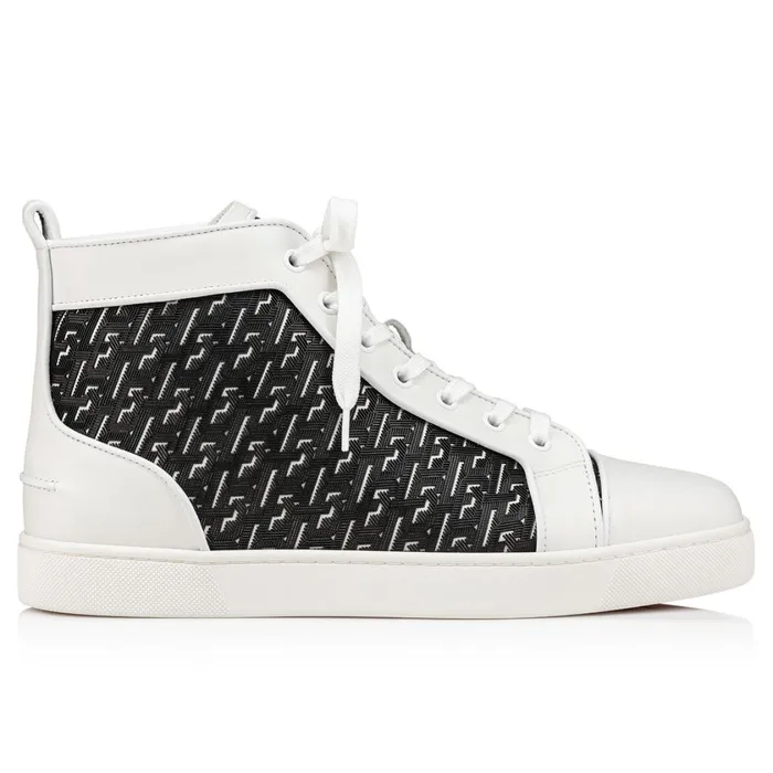 Men Louis Hightop Sneakers 8211 Calf Leather Coated Canva Techno CL And Nappa Leather 8211 White White Christian Louboutin High Top Sneakers