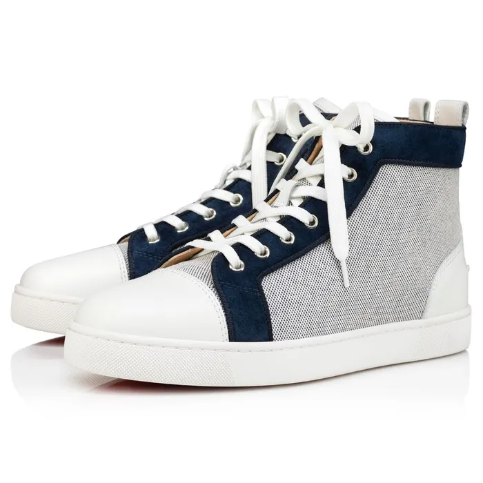 Men Louis Hightop Sneakers 8211 Calf Leather Fabric And Veau Velours 8211 Marine Blue Christian Louboutin High Top Sneakers Men Louis Hightop Sneakers 8211 Calf Leather Fabric And Veau Velours 8211 Marine Blue Christian Louboutin High Top Sneakers