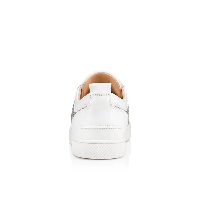 Men Louis Junior Strass Sneakers 8211 Suede And Strass 8211 Silver Silver Christian Louboutin Low Top Sneakers