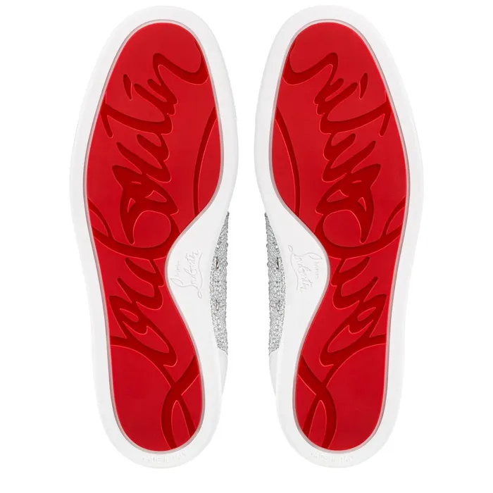 Men Louis Junior Strass Sneakers 8211 Suede And Strass 8211 Silver Silver Christian Louboutin Low Top Sneakers