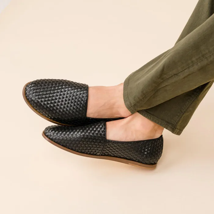 Men Nisolo Sandals and Slip Ons Alejandro Woven SlipOn 20 Woven Black