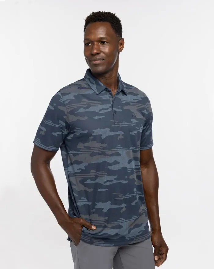 Men OPEN CAMO POLO Blue Nights TravisMathew Polos