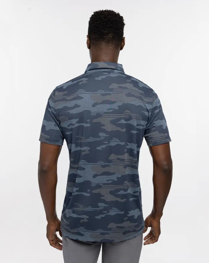 Men OPEN CAMO POLO Blue Nights TravisMathew Polos