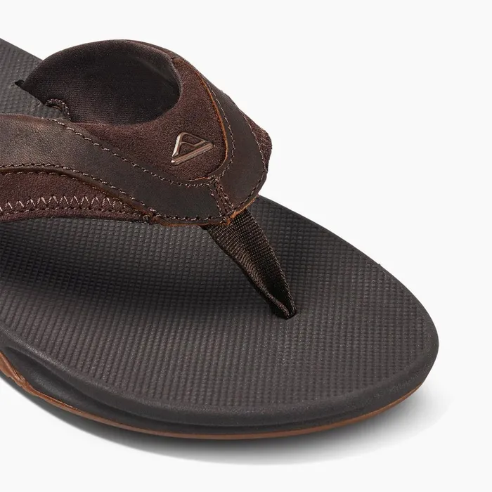 Men Reef Sandals Leather Fanning Dark Brown Men Reef Sandals Leather Fanning Dark Brown
