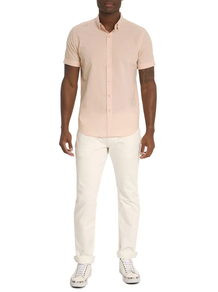 Men Robert Graham Button Down Shirts ANDREWS SHORT SLEEVE BUTTON DOWN SHIRT CORAL