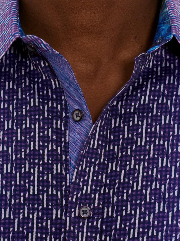 Men Robert Graham Button Down Shirts CALLISTO LONG SLEEVE BUTTON DOWN SHIRT PURPLE