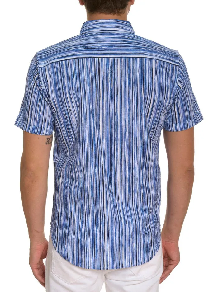 Men Robert Graham Button Down Shirts FLASH BACK SHORT SLEEVE BUTTON DOWN SHIRT NAVY