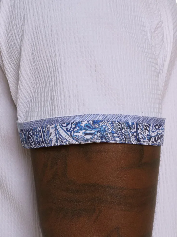 Men Robert Graham Button Down Shirts SHARK BITE SHORT SLEEVE BUTTON DOWN SHIRT WHITE