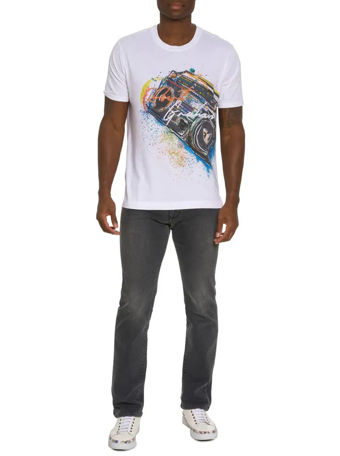 Men Robert Graham Polos and TShirts BOOM BOX SPLASH GRAPHIC TSHIRT WHITE