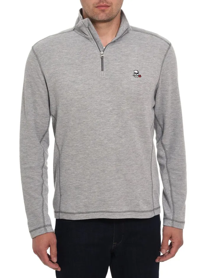 Men Robert Graham Sweaters and Knits POLARIS LONG SLEEVE KNIT HEATHER GREY